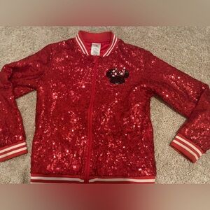 Disney Minnie Mouse Red Sequin Jacket Girls Size 9/10